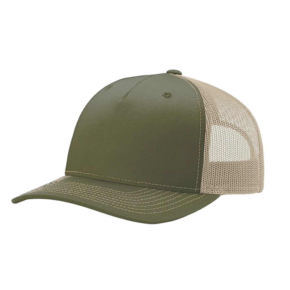Richardson 112FP in Army Olive Green / Tan authentic blank product photo - front view