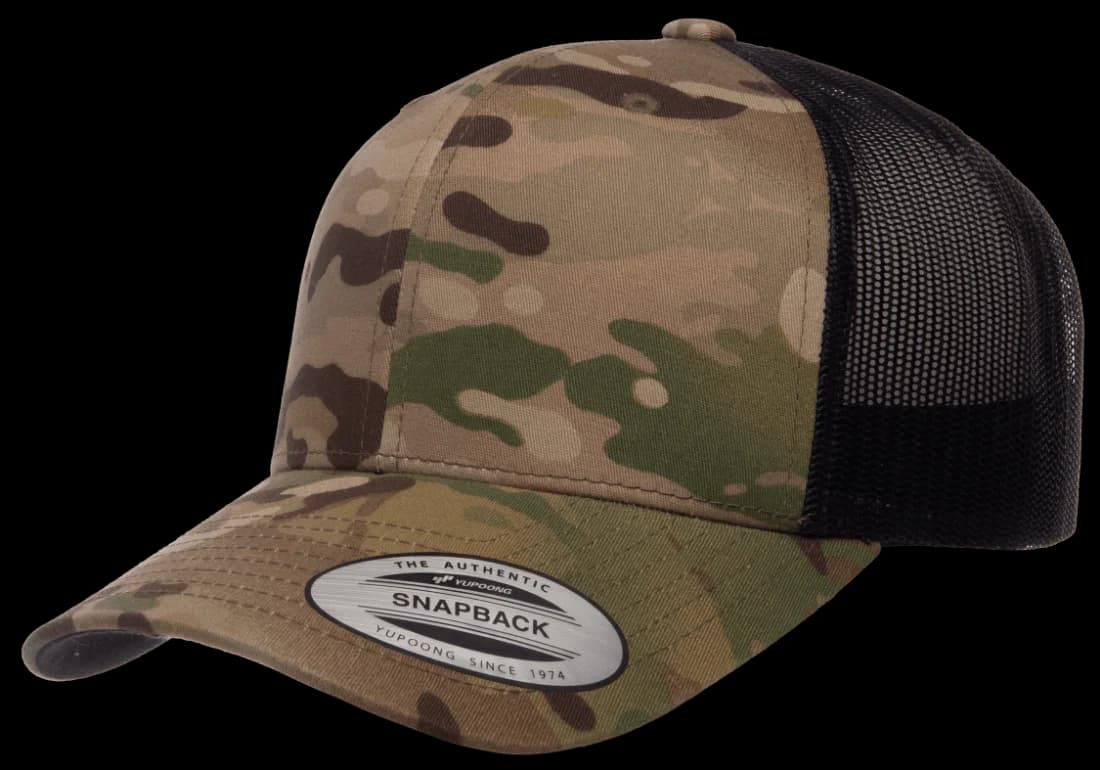 YP Classics 6606MC MultiCam Retro Trucker Cap in MultiCam® Green/Black authentic blank product photo - product view